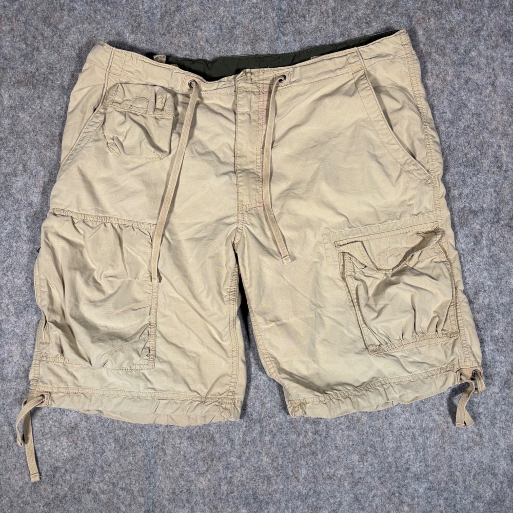 Gap Cargo Shorts Mens L Khaki Tan Ripstop Drawstring Utility 245208-05 Gorpcore